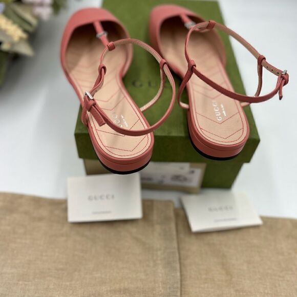 Women’s Gucci T strap, pink, leather GG ballet flats size 41 made in Italy - Picture 7 of 8